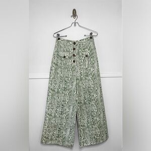 Anthropologie C/Meo Collective Energised Arbor Wide Leg Pants in Ivy Woodgrain